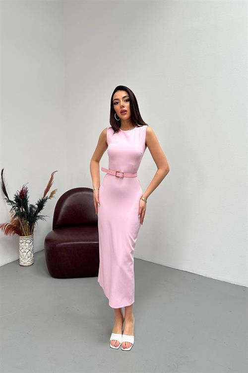 Wholesale Pink Sleeveless Dress with Belt