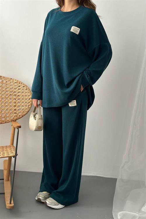 Wholesale Petrol Ribbed Two-Piece Set