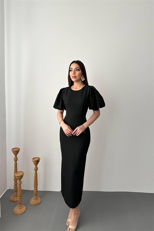 Wholesale Black Balloon Sleeve Dress