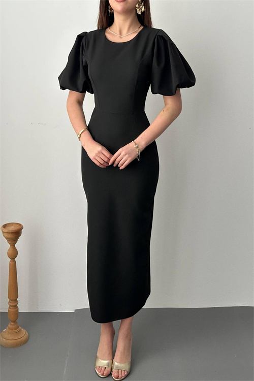 Wholesale Black Balloon Sleeve Dress