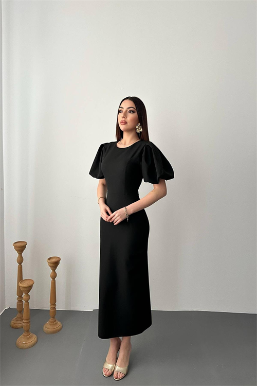Wholesale Black Balloon Sleeve Dress