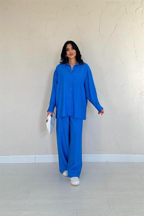 Wholesale Sax Blue Shirt and Trousers Set