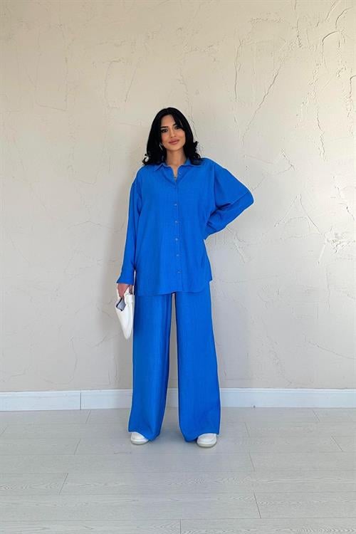 Wholesale Sax Blue Shirt and Trousers Set