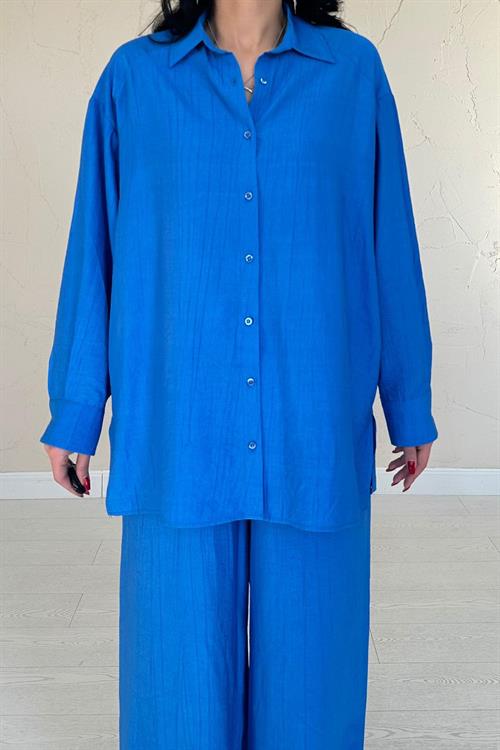 Wholesale Sax Blue Shirt and Trousers Set