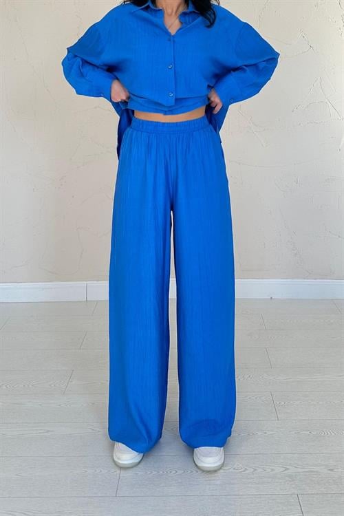 Wholesale Sax Blue Shirt and Trousers Set