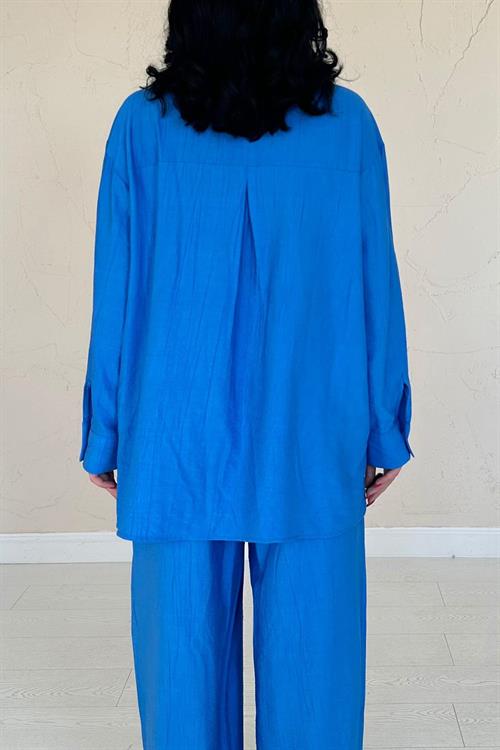 Wholesale Sax Blue Shirt and Trousers Set
