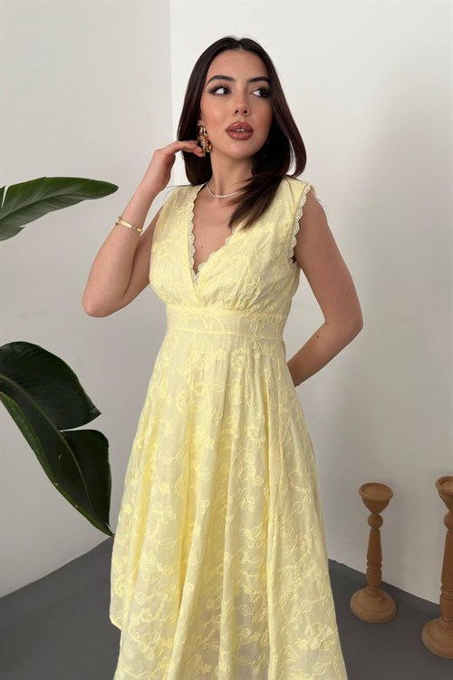 Wholesale Yellow Embroidered Dress