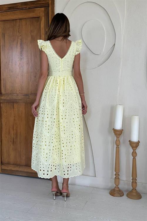 Wholesale Yellow Lace Embroidered Dress