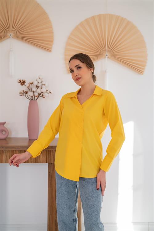 Wholesale Yellow Asymmetric Cut Shirt