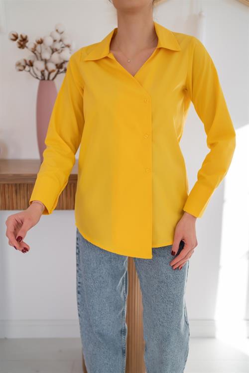 Wholesale Yellow Asymmetric Cut Shirt