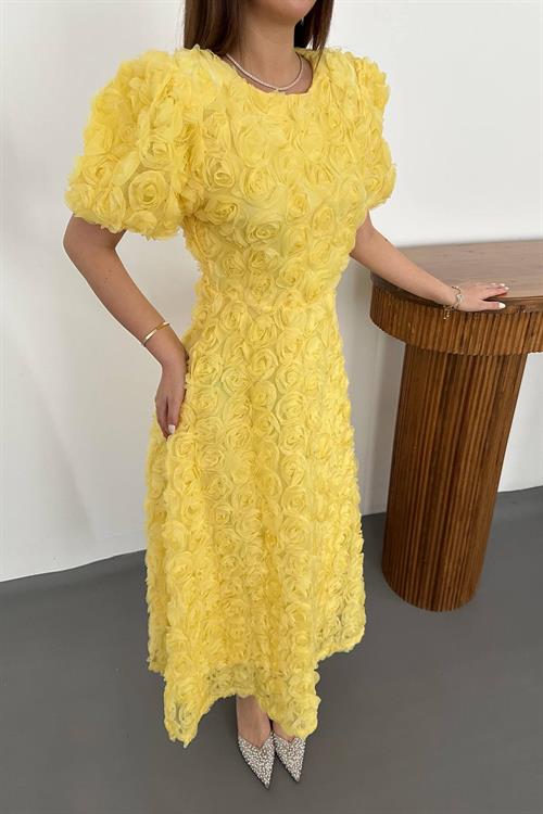 Wholesale Yellow Dress with Rose Draping