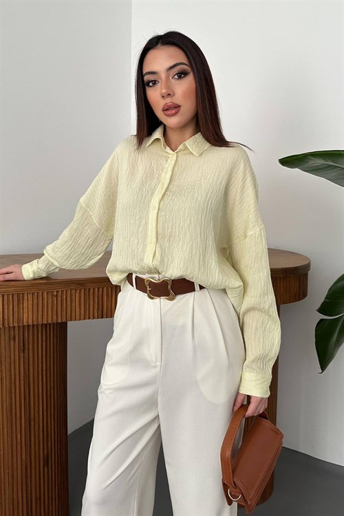 Wholesale Yellow Oversize Shirt Embroidered with Sequins