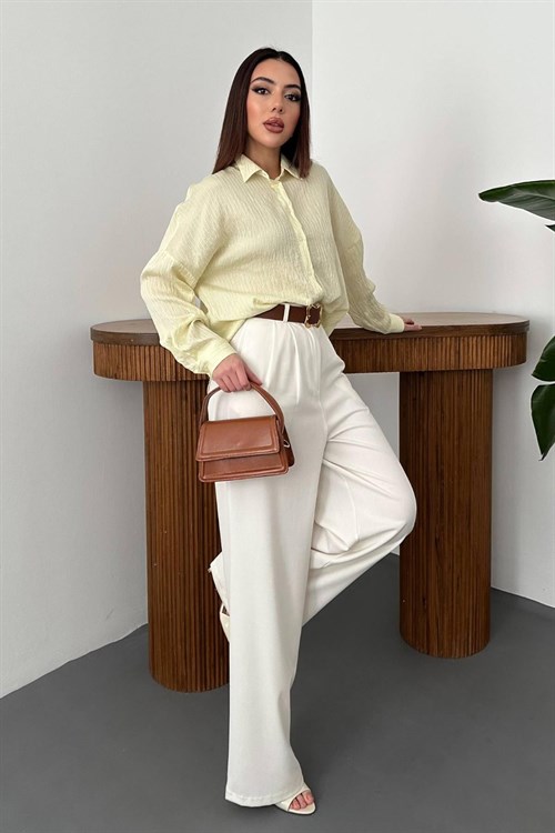 Wholesale Yellow Oversize Shirt Embroidered with Sequins