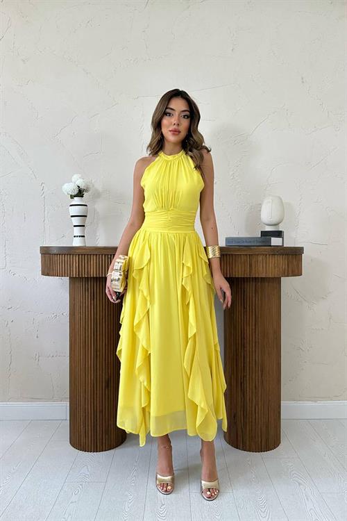 Wholesale Yellow Frilled Dress