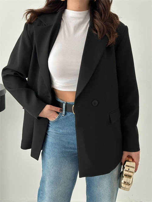 Wholesale Black Double-Breasted Blazer