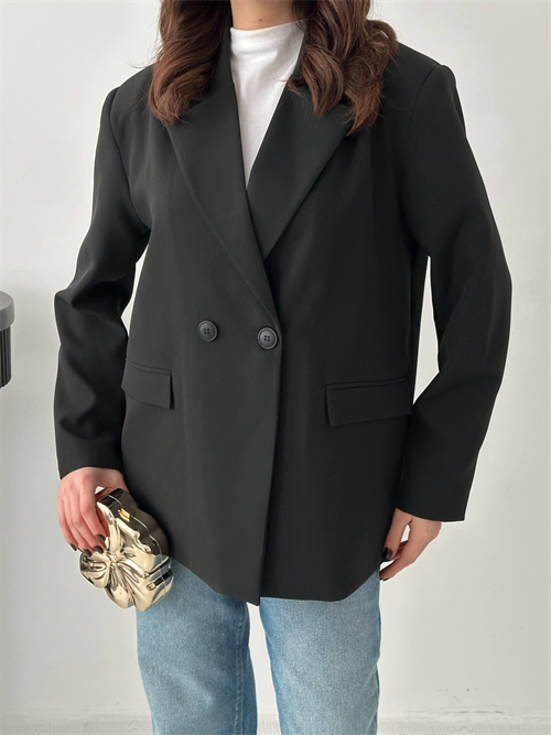 Wholesale Black Double-Breasted Blazer