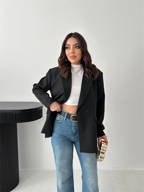 Wholesale Black Double-Breasted Blazer