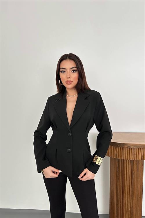 Wholesale Black Two-Button Pleated Jacket