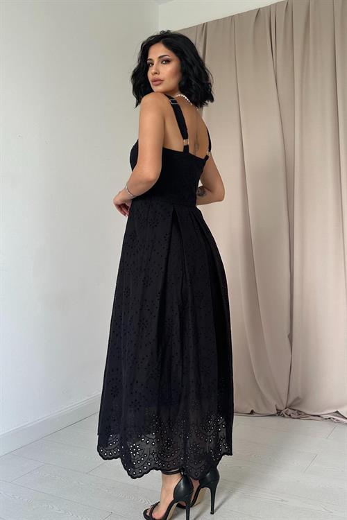 Wholesale Black Embroidery Dress with Hangers