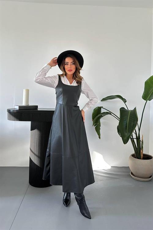 Wholesale Black Strappy Leather Dress