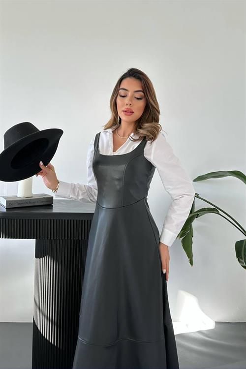 Wholesale Black Strappy Leather Dress