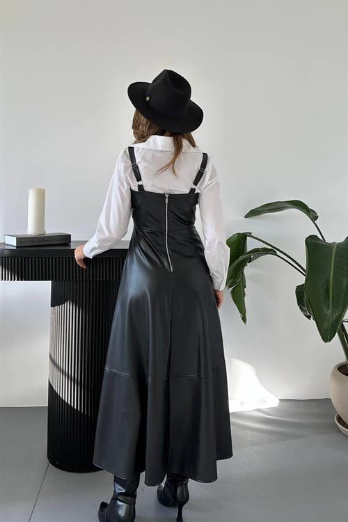 Wholesale Black Strappy Leather Dress