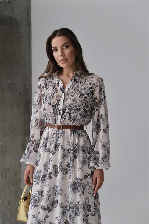 Toptan Siyah Biye Detaylı Elbise