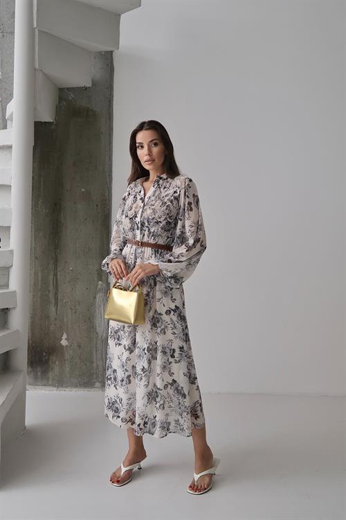 Toptan Siyah Biye Detaylı Elbise