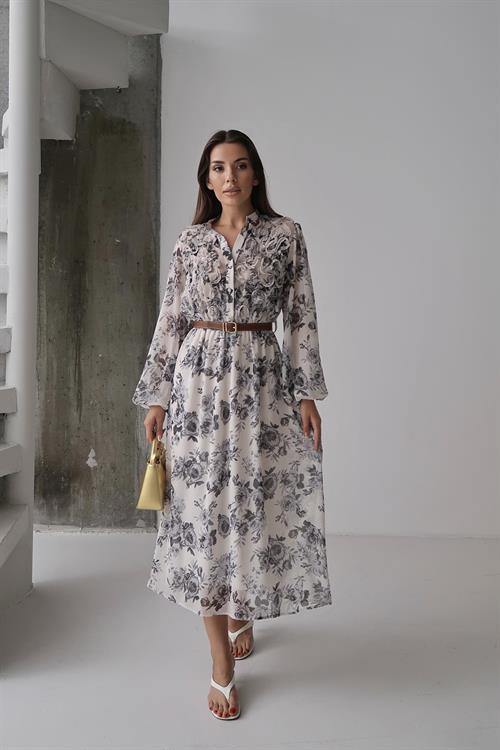 Toptan Siyah Biye Detaylı Elbise