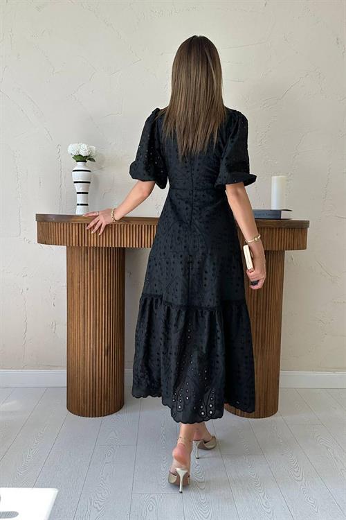 Wholesale Black Lace Embroidered Dress