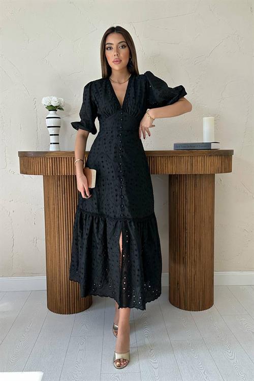 Wholesale Black Lace Embroidered Dress