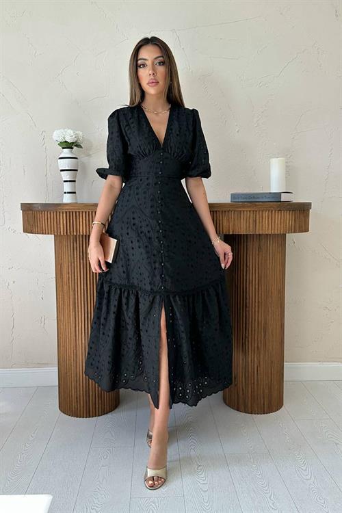 Wholesale Black Lace Embroidered Dress
