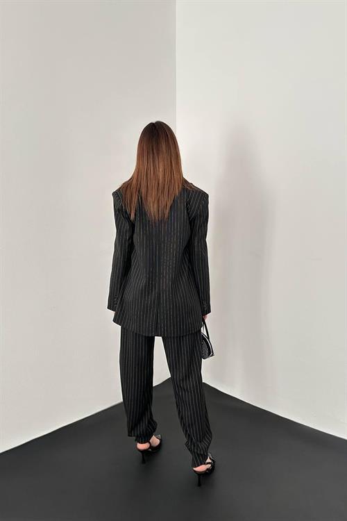 Wholesale Black Striped Three-Piece Suit