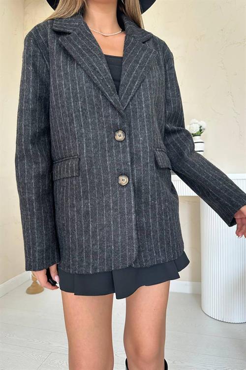 Wholesale Black Striped Wool Jacket