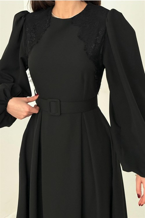 Wholesale Black Dress with Lace Trim