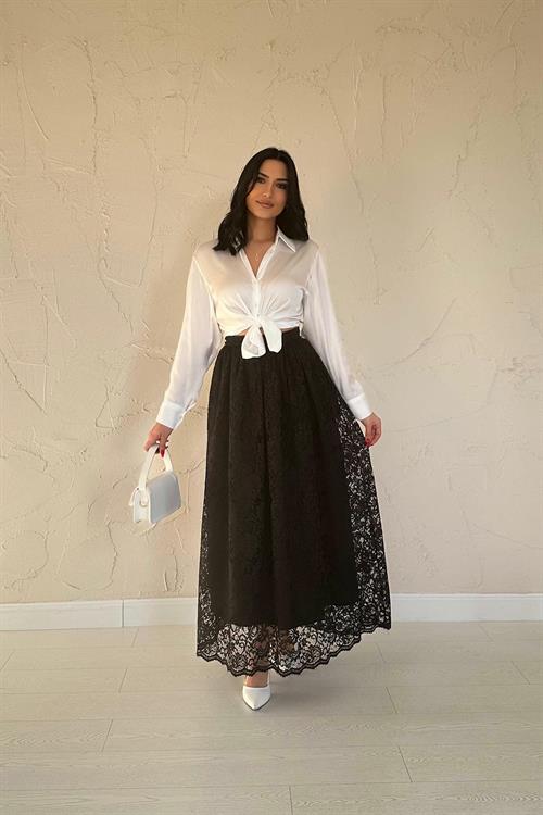 Wholesale Black Lace Long Skirt