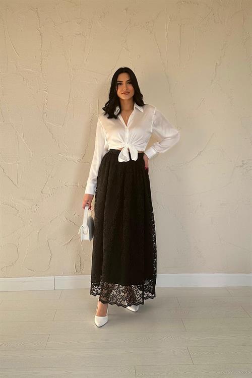 Wholesale Black Lace Long Skirt