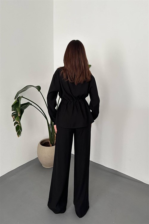 Wholesale Black Button Detail Shirt and Trousers
