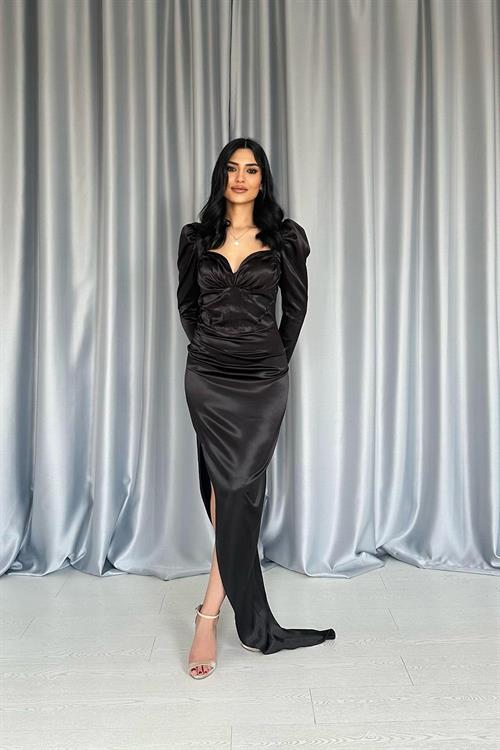 Wholesale Black Dress with Cups and Slit