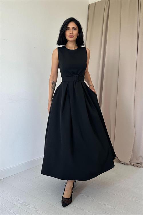 Wholesale Black Halter Neck Flared Dress