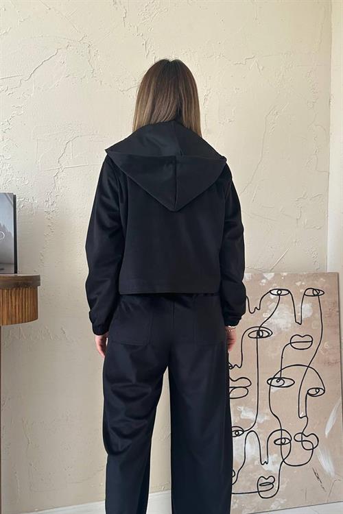 Toptan Siyah İnce Kadife Takım