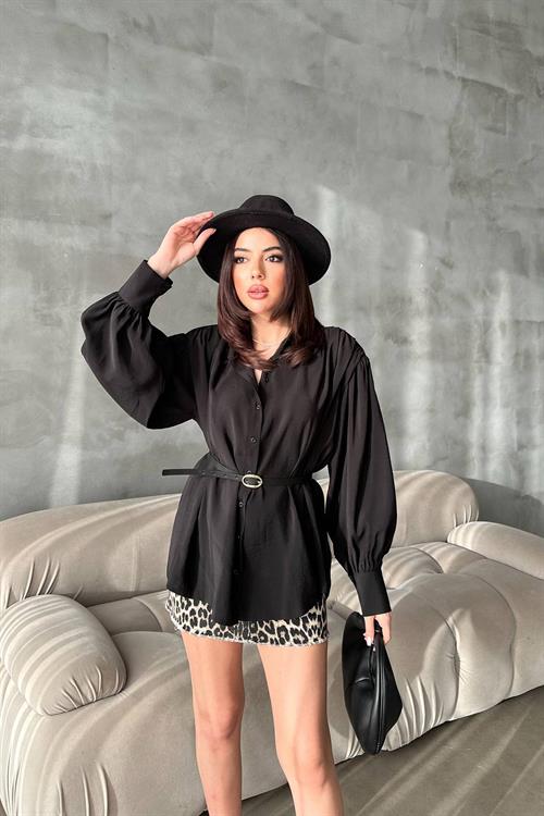 Wholesale Black Modal Shirt with Belt