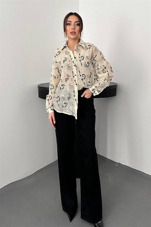Wholesale Black Embroidered Oversize Shirt