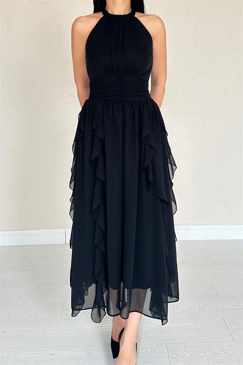 Wholesale Black Frilled Dress