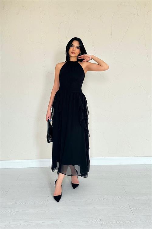 Wholesale Black Frilled Dress
