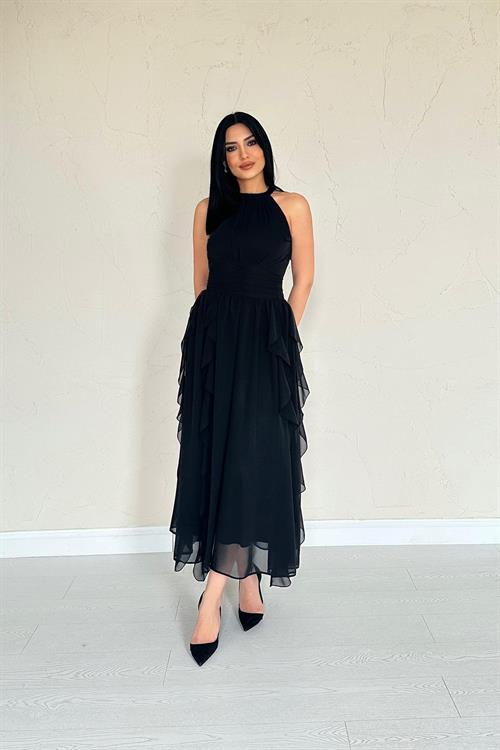 Wholesale Black Frilled Dress