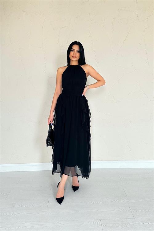 Wholesale Black Frilled Dress