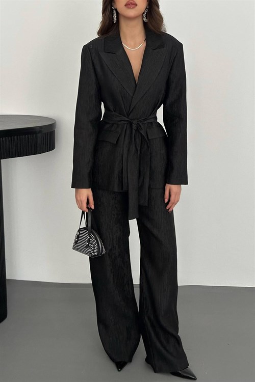 Wholesale Black Sparkly Suit with Matching Belt