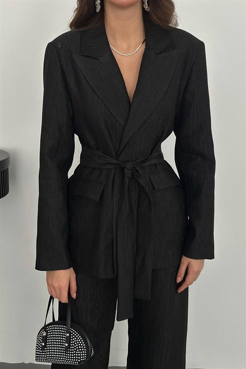Wholesale Black Sparkly Suit with Matching Belt