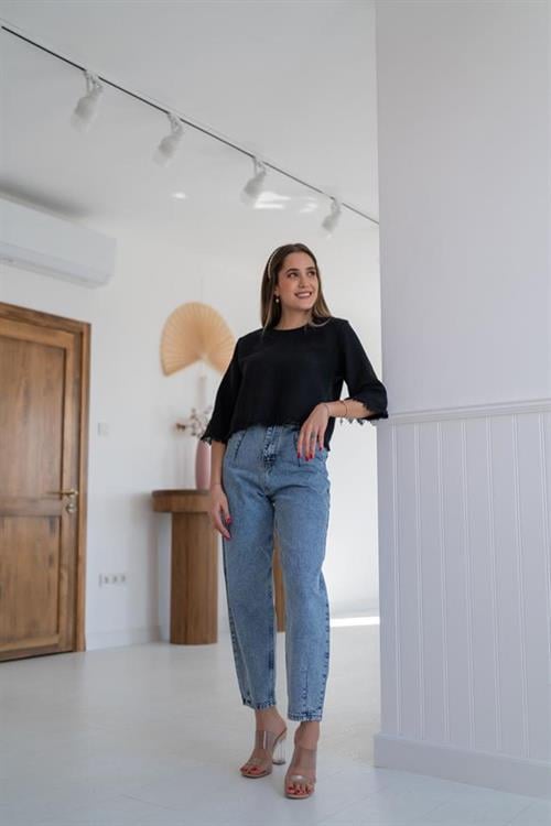 Wholesale Black Tassel Detailed Blouse